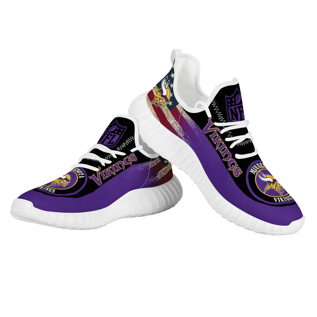 Women's Minnesota Vikings Mesh Knit Sneakers/Shoes 008